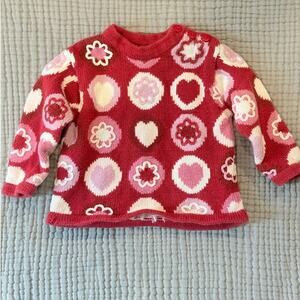 Vintage Lydia Jane Sweater Toddler Girl 18 Months Red Pink Hearts Valentines Day